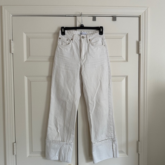 Zara High Waisted Folded Up Wide Leg Jeans - Picture 1 of 4